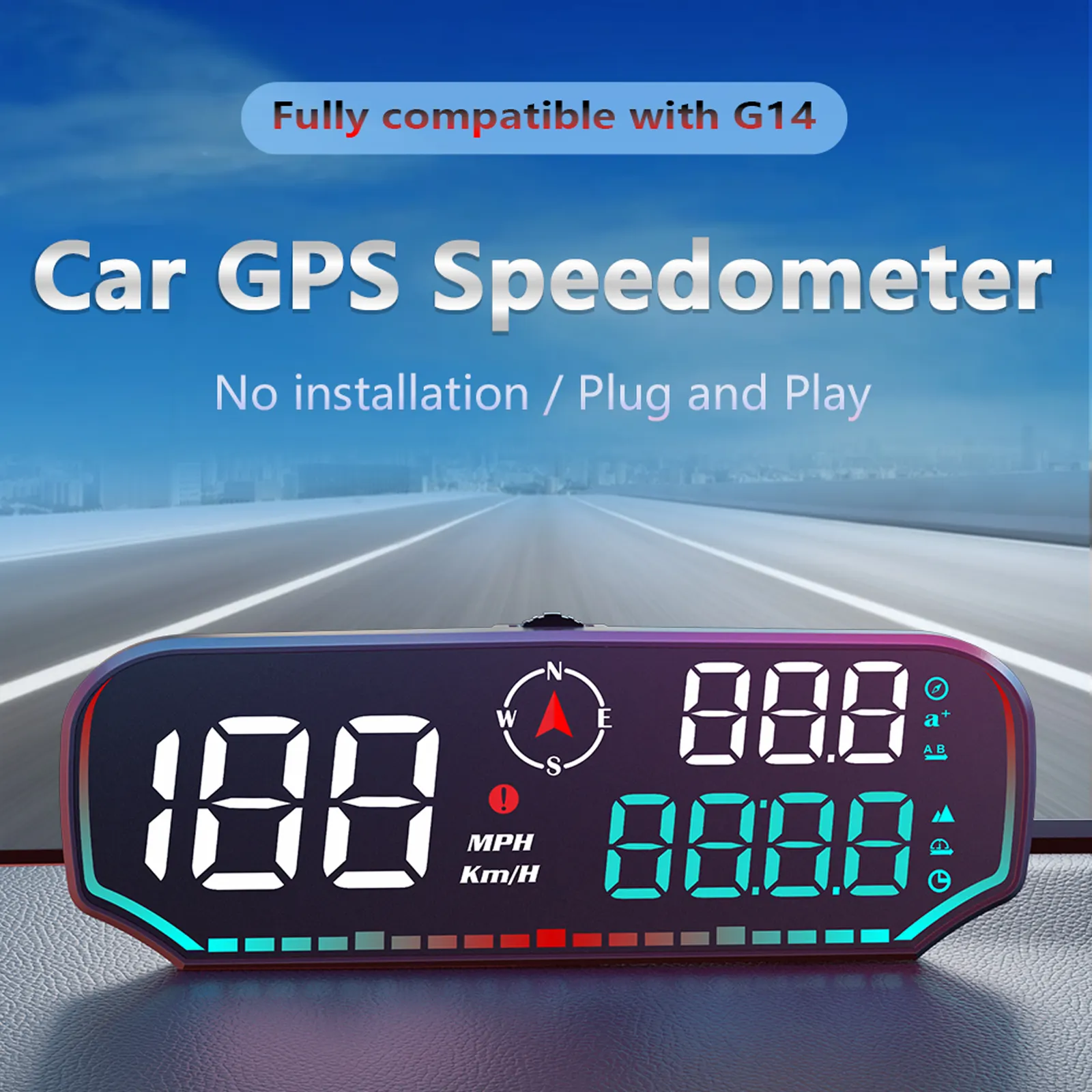 WiiYii 2024 ใหม่ G14 รุ่น HUD รถยนต์ Universal อัตโนมัติ GPS Speedometer
