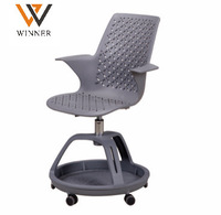 Chaise de bureau scolaire multifonctionnelle moderne pour salle de classe et conférence - Chaise en plastique réglable, pivotante, empilable et mobile