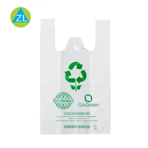 Factory Direct Custom Logo Thickened Large Plastic Bags Biodegradable White Shopping Bag Thank You Tshirt Bags for Grocery Store