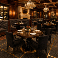 Ron Group Luxuriöse Komplettlösung Runder Holztisch Samtstuhl-Set Halbkreisförmige Gepolsterte Sitzbank Hotel-Restaurant-Möbel