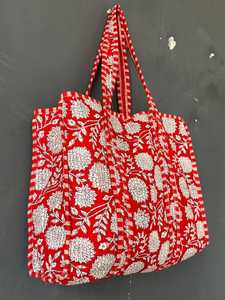 Hand Block Printed Quilted Cotton Tote <b>Bag</b> <b>Lightweight</b> Everyday Carry Shoulder Shopping Handbag - Product Image 4