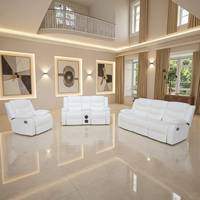 Luxuriöses Modernes Wohnzimmer-Relaxsofa-Set, aus PU-Leder, mit Abnehmbarem Aufbewahrungstisch