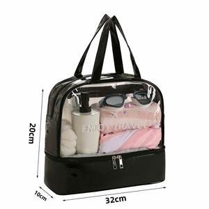 Organisateur de maquillage transparent avec poignée pour les voyages et l'usage quotidien, en PVC, pour la plage - Product Image 3