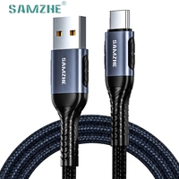 Cable de Carga SAMZHE de 2m, 66W, USB-A a Tipo-C, Carga Rápida de 6A, Cable de Datos Trenzado para iPhone, iPad, Banco de Energía y Dispositivos USB-C