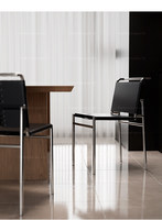 Chaise de salle à manger italienne minimaliste en acier inoxydable et cuir, design moderne, mobile, imperméable, pour la maison et l'hôtel