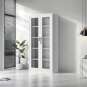 أثاث مكتبي مسطح فولاذية متحركة مسطحة رأسية مع خزانة بقفل ببابين متأرجحين - Product Image 4