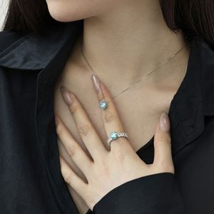 Conjunto de Joyas Dylam Charm Sparkle, Plata S925, Círculo Delicado con Circonita Cúbica 5A, Collar con Colgante, Pendientes y Anillo para Mujer - Product Image 3