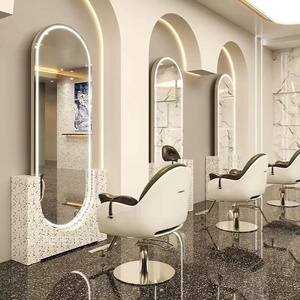 Estación de Muebles <span class=keywords><strong>para</strong></span> Peluquería, Barbería, Baño y Hotel, <span class=keywords><strong>con</strong></span> Espejo Redondo de Salón de Belleza, Gran Venta - Product Image 1
