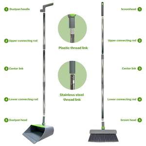HomeTimes Ensemble <span class=keywords><strong>balai</strong></span> et pelle à poussière amovibles 3-en-1 avec manche et brosse à plancher Manche en acier inoxydable rotatif à 180 ° Gain de place - Product Image 3