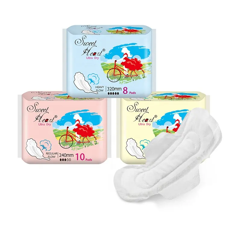 Maxi Super Side-Gather Damen binden Baumwolle Soft Vlies Einweg-Menstruation kissen für Damen weiche, bequeme Damen windeln