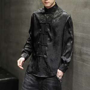 Vêtements traditionnels <span class=keywords><strong>chinois</strong></span> pour hommes Hanfu Top Long Sleeve Tang Suit Kung Fu Shirt Cardigan Coat - Product Image 5