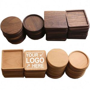 Posavasos de Madera Natural Redondos y Cuadrados, Delgados, de Roble, Haya, Bambú, Acacia y Nogal, para Bebidas, Tazas de Té y Café, Personalizables, Lisos y en Blanco, Venta al Por Mayor - Product Image 1