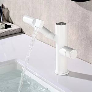 Robinet de lavabo à <span class=keywords><strong>bascule</strong></span> mécanique multifonctionnel de luxe robinet mélangeur à affichage numérique à température LED pivotante pour salle de bain - Product Image 3