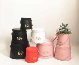 Hoa Màu Đỏ Bó Hoa Hộp Vòng Hoa Quà Tặng Sắp Xếp Hộp Cho Trang Trí Nội Thất Đám Cưới Sinh Nhật 3 Gói Hình Trụ Hộp Hoa - Product Image 1