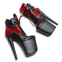 20CM / 8 Pouces Mat & Brevet PU Haut Femmes Sexy Talon Haut Plateforme Bout Fermé Bottines Pole Dance Boot