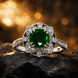 Anello Floreale Traforato con Gemme per Donne, Elegante Gioiello da Dito alla Moda - Product Image 4