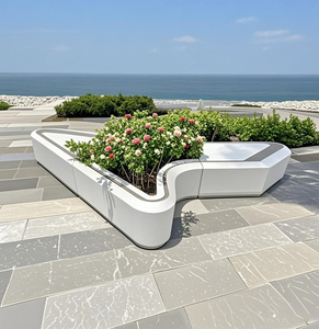 Custom Tree Planter <b>Chair</b> Commercial Furniture GRC Cement Oval Bench Durable Weatherproof for Public Space Garden Hospital Hotel - Product Image 2