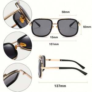 Gafas de Sol Cuadradas Grandes de Metal con Doble Puente y Logotipo Personalizado, Última Moda, Protección UV400, para Hombre y Mujer - Product Image 6