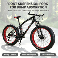 Vélo de Neige en Gros 20-26 Pouces 21/24 Vitesses avec Frein à Disque Confortable en Alliage d'Aluminium et Cadre en Acier Pneu Large 2.12