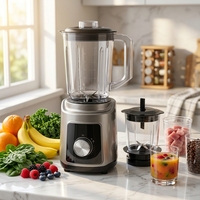 Mixeur portable multifonction 4-en-1 avec pot incassable en PC de 1,6 L, 800 W, pour smoothies, vitesse variable, broyeur de glace, anti-fuite