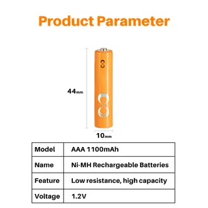 CE Approved 1.2 Voltage AA 1800mah Nimh Battery Orange Color AAA 1100mah Home Rechargeable Battery