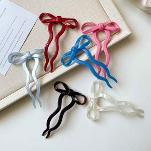 Accessoires <span class=keywords><strong>pour</strong></span> cheveux, épingles à cheveux en acrylique <span class=keywords><strong>pour</strong></span> femmes et filles, nœud de ballet, pinces à cheveux en forme de U - Product Image 2