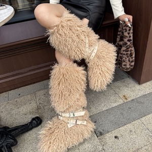 Bottines mi-mollet à boucle de ceinture, plateforme fourrée, chaudes, élégantes, concises, sexy, chaussures de luxe pour femmes - Product Image 1