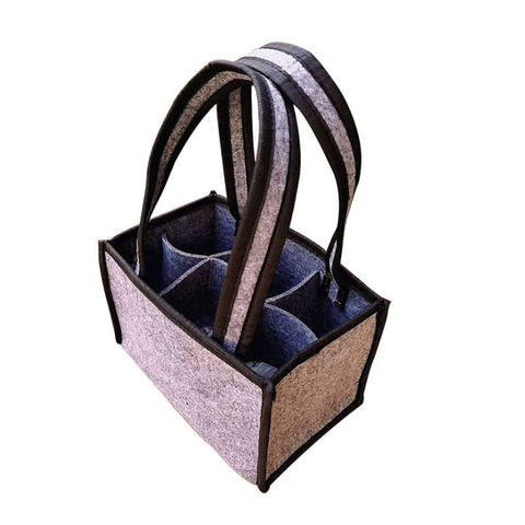 Premium Material Custom Logo Printing Felt Bottle Wine Storage Portable Beer Wine Carrier Bags Double Handles Kitchen Use Large