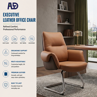 Chaise de bureau exécutive moderne en cuir, ergonomique, avec base en traîneau chromée, dossier solide, pour visiteurs, conférences, bureau à domicile, chambre et invités