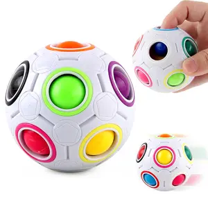 Groothandel Custom 3d Magische Regenboog Fidget Spinner Puzzel Bal Pop Fidget Speelgoed Snelheid Kubus Ballen Duwen Educatieve Kinderen Unzip Speelgoed