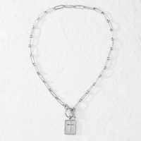 Collier en acier inoxydable avec pendentif carré sportif en forme de croix et chaîne en bambou, design boucle OT, plaqué or 18 carats, en promotion