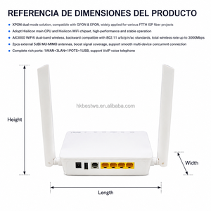 Routeur XPON ONU WiFi6 AX3000 3000 Mbps avec CPU Hisilicon et 2 antennes MU-MIMO 5dBi pour FTTH - Product Image 1