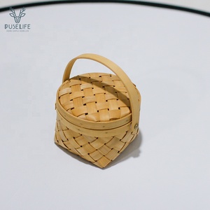 De alta calidad decorativa de madera tejido cesta de frutas con tapa y manejar - Product Image 2