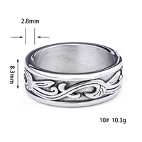 Maßgefertigter Herren-Keltischer-Wellen-Gravur-Ring aus Edelstahl Vintage-Schriftzug Hochzeitsschmuck OEM ODM