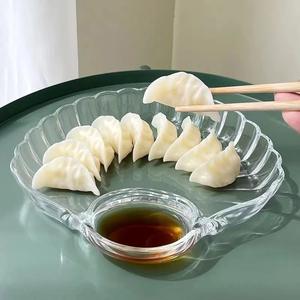 Assiette à raviolis en plastique avec coupelle à sauce, bol à salade créatif de style européen pour la maison, assiette à fruits, pour la perte de poids et la gestion des graisses - Product Image 1