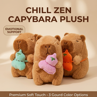 Peluche de Capibara Dormilón Kawaii Zen, Lindo Animal de Peluche con Bolso Bandolera de Frutas, Muñeco de Capibara Suave y Esponjoso para Niñas