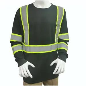 高能见度衬衫Ansi 3级衬衫工作服荧光长袖反光安全高Vis衬衫