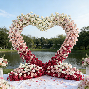 Arche de mariage florale artificielle avec roses blanches circulaires pour entrée et toile de fond - Product Image 6