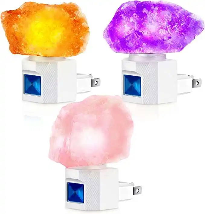 Сенсорная светодиодная настенная лампа, ночник из натурального кристалла, кварцевый блок, натуральный аметист, розовый кварц, лампа для дома
