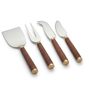 Elegant Stainless Steel <b>Cheese</b> <b>Knives</b> <b>Set</b> With Walnut Handle Perfect For Dining Kitchen Tableware And Wedding Party Serving - Product Image 1