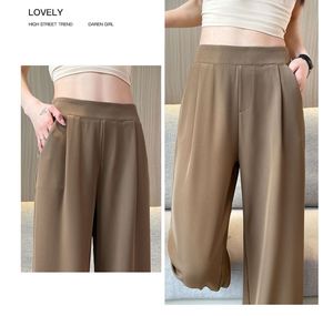 <span class=keywords><strong>Pantaloni</strong></span> a Gamba Larga Estivi S-4XL, Modello Morbido e Sottile a Gamba Dritta, <span class=keywords><strong>Pantaloni</strong></span> Casual a <span class=keywords><strong>Vita</strong></span> Alta <span class=keywords><strong>con</strong></span> Drappeggio - Product Image 5