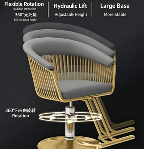 Silla de Barbero Moderna de Metal, Ajustable en Altura, con Base Redonda y Reposapiés Ajustable para Salón de Belleza - Product Image 2