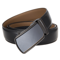 Ceinture en cuir pour homme avec logo personnalisé, boucle automatique sans trou, ceinture à cliquet, ceinture de costume formelle décontractée pour homme, noir, marron