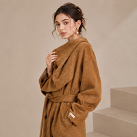 Manteau d'hiver personnalisé OEM/ODM pour femme, en laine et mélanges, couleur unie, avec ceinture longue tissée, écologique et décontracté