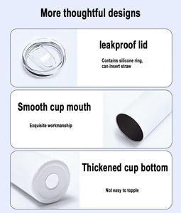 Sublimation Blanks Skinny Tumbler White 20 Oz Straight Stainless Steel With Metal <b>Straw</b> For Mug Tumbler - Product Image 3