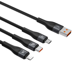 Cable de Carga Rápida 3 en 1 de 100W con Agarre Antideslizante para <span class=keywords><strong>iPhone</strong></span>, <span class=keywords><strong>Samsung</strong></span>, Xiaomi, Transsion <span class=keywords><strong>y</strong></span> Teléfonos Android OEM - Product Image 2