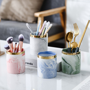 Nordic INS luxe doux maison décorative cartouche maquillage brosse stockage <span class=keywords><strong>voiture</strong></span> en gros marbre céramique <span class=keywords><strong>Vase</strong></span> - Product Image 1