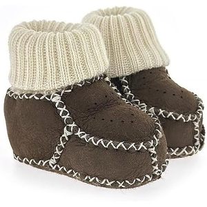 Fleece Lined Baby <b>Booties</b> <b>Ankle</b> <b>Bootie</b> Round Toe Flat Heel Winter Suede Look Knitted Cuff Anti-Slippery Slip-On - Product Image 1