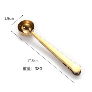 ช้อนกาแฟสแตนเลส ช้อนตวงพร้อมที่หนีบซีล สแตนเลส 430 ทนความร้อนสำหรับกาแฟนมผง - Product Image 3