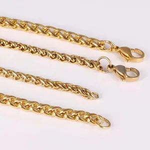 Atacado baguette colar de aço inoxidável 14k, personalizado, corrente longa, colar, jóias para homens